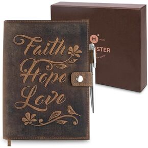 moonster Leather Journal Refillable Notebook, Writing Journal for Women, Embossed Bible Journal Leather Notebook Cover with Pen, Leather Bound Womens Journal - Lined Paper Vintage Travel Journal in Kuwait