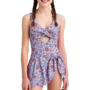 Girls One Piece Swimsuit Padded with Ruffle Skirt Girls Bathing Suit Adjustable Straps Teen Swimwear 9-16 in Kuwait