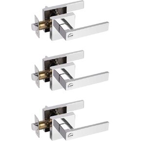 Probrico 10 Pack Commercial Heavy Duty Privacy Door Levers, Flat Style Door Handle Set for Bed and Bath, Left or Right Handing Leverset Lockset, Polished Chrome Finish in Kuwait