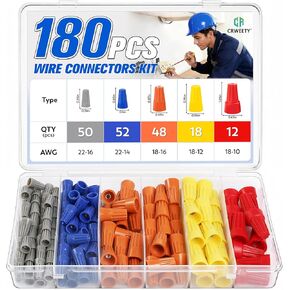 180 PCS Wire Connectors Nuts, Electrical Wire Caps Small Wire Assortment Nuts Kit, Assorted Electric Cap for Wiring, Twist-On Wire Screw Connector for Home, DIY Projects & Commercial Use in Kuwait