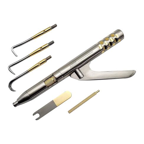 Bundle of Dental Automatic Crown Remover Gun Type Spring Loaded with 4 Tips and Adjusting Wrench And Dental Crown Remover Pliers, Temporary Crown Remover, Crown Gripper Pliers in Saudi Arabia
