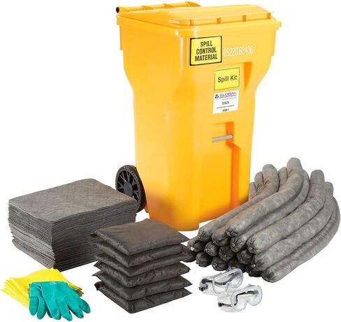 Global Industrial Portable Universal Wheeled Spill Kit, 65 Gallon, Includes Assortment of Pads, Socks, Pillows, Gloves & Goggles, For Oil & Water-Based Fluids in Saudi Arabia