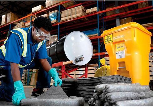 Global Industrial Portable Universal Wheeled Spill Kit, 65 Gallon, Includes Assortment of Pads, Socks, Pillows, Gloves & Goggles, For Oil & Water-Based Fluids in Saudi Arabia