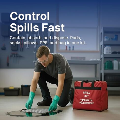 Pro-Grade Industrial Spill Kit – Maximum Absorption for Automotive and Hazmat Cleanup – Compact Universal Kit for Oil, Fluid, Waste and Chemical Spills in Saudi Arabia