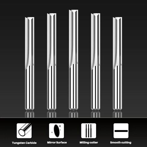7pcs Double Edged Straight Slot Milling Cutter 6mm Shank ﻿Engraving Bit ﻿2 Flutes Router Bits 17-52mm Cutting Length Carbide End Mill in Kuwait