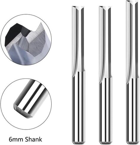 7pcs Double Edged Straight Slot Milling Cutter 6mm Shank ﻿Engraving Bit ﻿2 Flutes Router Bits 17-52mm Cutting Length Carbide End Mill in Kuwait