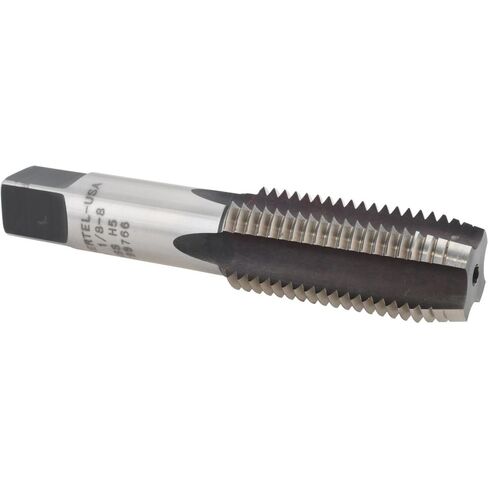 Straight Flute Tap, 1-1/8-8 UNS, 4 Flute, Plug Chamfer, High-Speed Steel, Bright/Uncoated Finish, 2-9/16" Thread Length, 5-7/16" OAL, Right Hand in Saudi Arabia