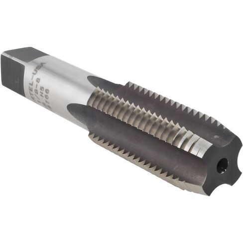 Straight Flute Tap, 1-1/8-8 UNS, 4 Flute, Plug Chamfer, High-Speed Steel, Bright/Uncoated Finish, 2-9/16" Thread Length, 5-7/16" OAL, Right Hand in Saudi Arabia