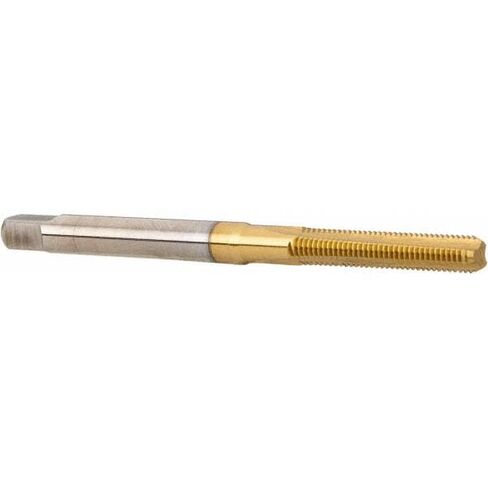 Straight Flute Tap, M3x0.5 Metric Coarse, 3 Flute, Bottoming Chamfer, High-Speed Steel, Titanium Nitride Finish, 5/8" Thread Length, 1-15/16" OAL in Saudi Arabia