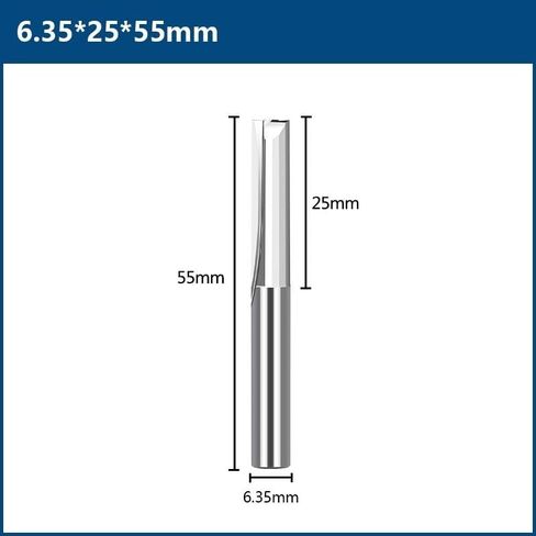 قطع مطحنة نهاية الفلوت المستقيمة، 1/4 بوصة ساق واحدة، 2 فلوت، قاطعة طحن كربيد بفتحة مستقيمة للأعمال الخشبية (2 فلوت 6..35 × 6.35) in Kuwait