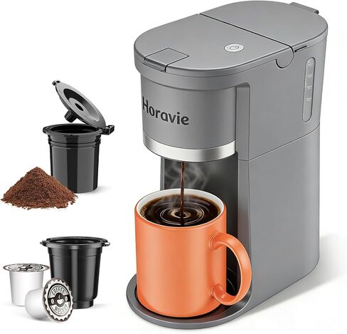 خدمة صانع القهوة الصغيرة ، و Fast Brew One Cup Coffee Machine لكوب K والأراضي ، من 6 إلى 12 أوقية. أحجام المشروب ، آلة القهوة الكبسولة مع تذكير التذكير وخزان المشاهدة ، رمادي in Kuwait