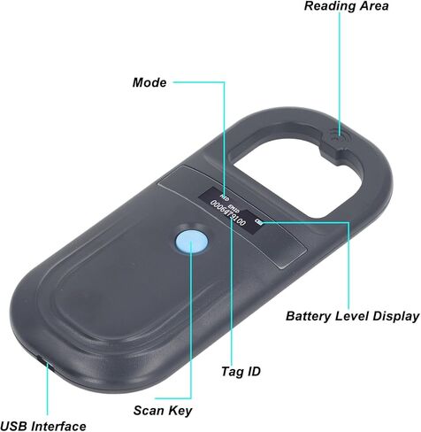 Sanpyl Handheld Pet Tag Chip Scanner 134.2KHz ISO11784 85 FDX B EMID Animal ID Reader for Small Animal Management, USB Charging ABS Material in Saudi Arabia