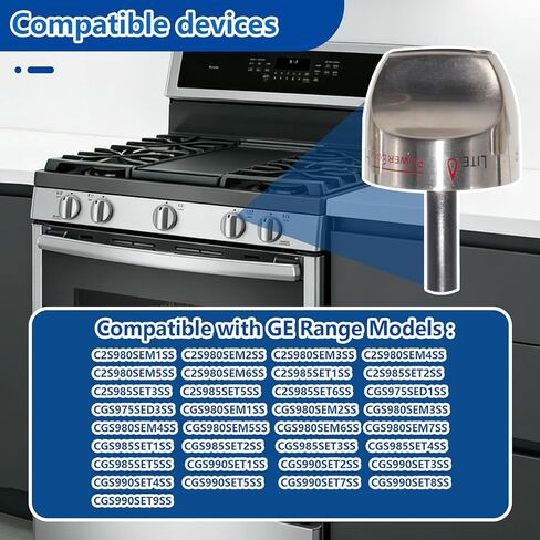 5PCS WB03K10266 Gas Range Burner Stainless Steel Knob Replacement for GE Hotpoint Haier Range Replace WB03K10243 in Kuwait