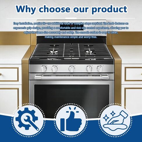 5PCS WB03K10266 Gas Range Burner Stainless Steel Knob Replacement for GE Hotpoint Haier Range Replace WB03K10243 in Kuwait