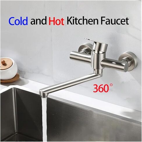 Stainless Steel Kitchen Wall-Mounted Bathroom Bathtub Long spout Water Outlet 360-degree Rotating Sink Hanging Balcony Faucet in Saudi Arabia