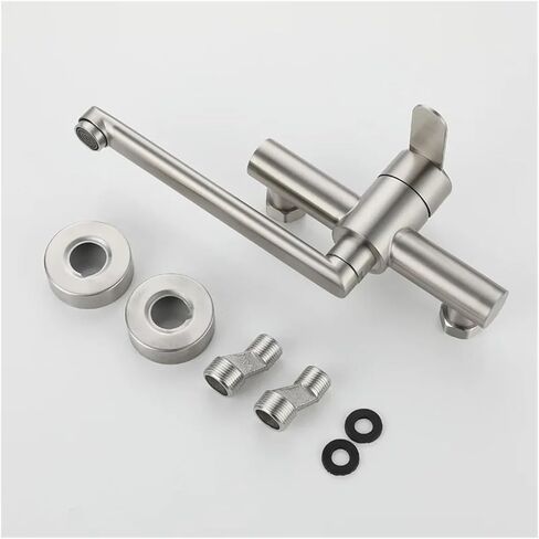 Stainless Steel Kitchen Wall-Mounted Bathroom Bathtub Long spout Water Outlet 360-degree Rotating Sink Hanging Balcony Faucet in Saudi Arabia