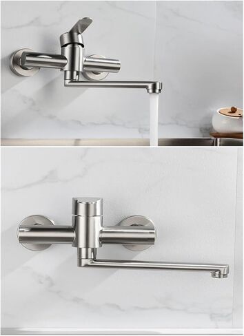 Stainless Steel Kitchen Wall-Mounted Bathroom Bathtub Long spout Water Outlet 360-degree Rotating Sink Hanging Balcony Faucet in Saudi Arabia