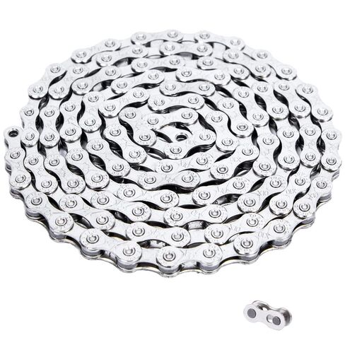 Bicycle Chain 10/20/30 Speed, 1/2 x 3/32 Inch, 116 Links, Silver, Carbon Steel, Wheeled Chain for Road and Mountain Bike in Kuwait