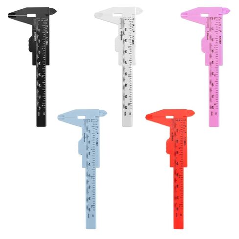 5 Pack Plastic Vernier Caliper, 80mm Eyebrow Measuring Tool, Mini Sliding Ruler Caliper Gauge for Students DIY Crafts School Office Tattoo Eyebrow Artists Use (5 Color, 0-3.15"/0-80mm) in Saudi Arabia