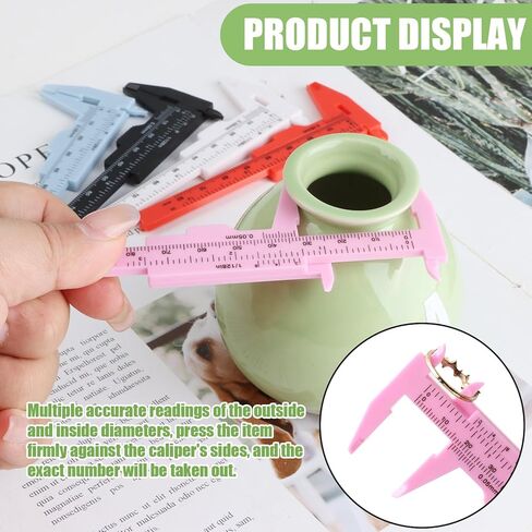 5 Pack Plastic Vernier Caliper, 80mm Eyebrow Measuring Tool, Mini Sliding Ruler Caliper Gauge for Students DIY Crafts School Office Tattoo Eyebrow Artists Use (5 Color, 0-3.15"/0-80mm) in Saudi Arabia