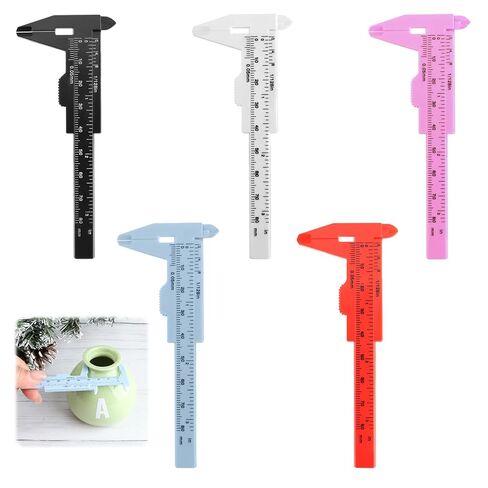 5 Pack Plastic Vernier Caliper, 80mm Eyebrow Measuring Tool, Mini Sliding Ruler Caliper Gauge for Students DIY Crafts School Office Tattoo Eyebrow Artists Use (5 Color, 0-3.15"/0-80mm) in Saudi Arabia