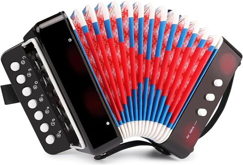 Beginner Accordion, 10 Keys Button Control Beginners Accordions Musical Instruments for Student Beginners Accordian Lightweight 7 Key 3 Bass Mini Acordeón Acordeones Boys Girls Gifts (Pink) in Kuwait