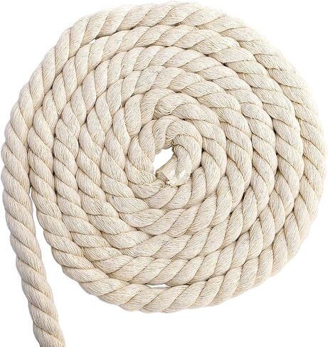 Tosnail 50 Feet 0.6" / 15 mm Natural Triple-Strand Twisted Cotton Rope in Saudi Arabia