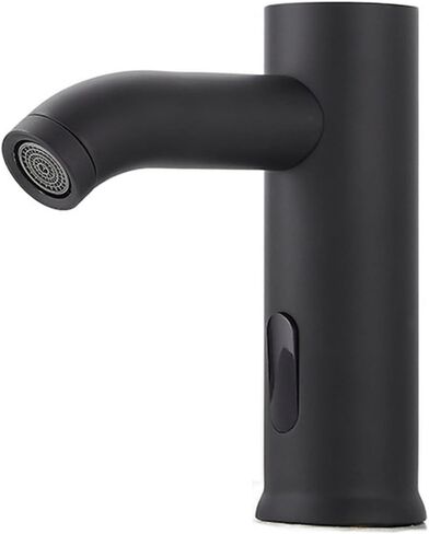 Matte Black Sensor Bathroom Faucet Cold and Hot Deck Mounted Infrared Sensor Brass Sink Mixer Battery Powered(Black E) in Saudi Arabia