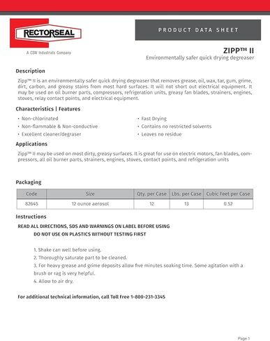 RectorSeal Zipp II 82645 Quick-Dry Degreaser, Fast Acting, HVAC, 12 oz. in Kuwait