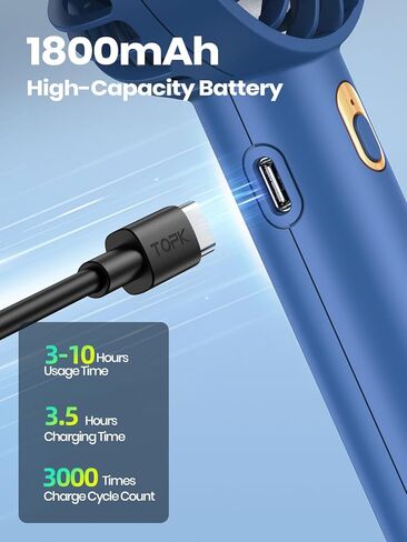 مروحة Warmco Mini المحمولة 2 حزمة - 3 سرعات قابلة لإعادة الشحن ومروحة مكتبية مع قاعدة، تبريد مدمج للسفر والمكياج وهدية الصيف (أزرق ووردي) in Kuwait