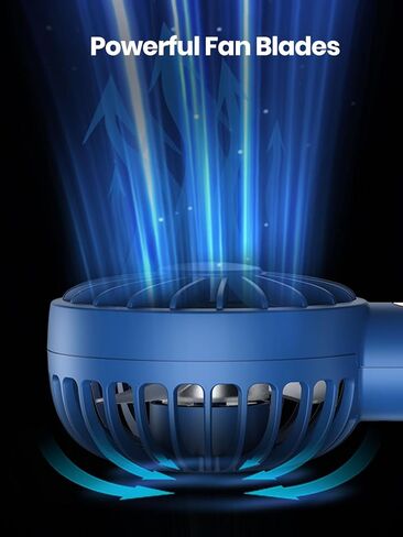 مروحة Warmco Mini المحمولة 2 حزمة - 3 سرعات قابلة لإعادة الشحن ومروحة مكتبية مع قاعدة، تبريد مدمج للسفر والمكياج وهدية الصيف (أزرق ووردي) in Kuwait