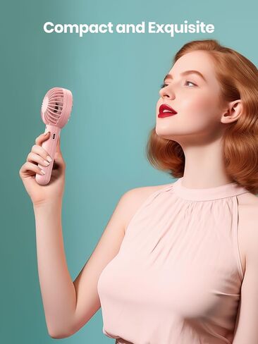 مروحة Warmco Mini المحمولة 2 حزمة - 3 سرعات قابلة لإعادة الشحن ومروحة مكتبية مع قاعدة، تبريد مدمج للسفر والمكياج وهدية الصيف (أزرق ووردي) in Kuwait