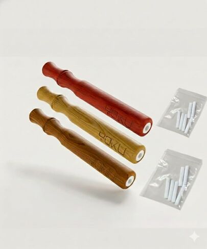 YOKU Wooden Breathing Stick – Pocket-Sized Mindful Breathing Trainer – Natural Airflow Stick for Habit Support & Relaxation, Set of 3 - Ashwood, Rosewood, Sapelewood. in Saudi Arabia
