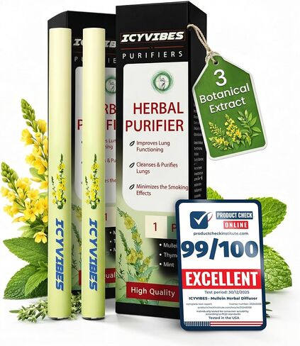 جهاز استنشاق عشبي ممتاز من Mullein، محمول 600 جهاز استنشاق مع مستخلصات الزعتر والنعناع، ​​جهاز رائحة نباتية لإحساس التنفس المنعش، تصميم الجيب المنعش للهواء الفموي، يدوم طويلاً حتى (قطعة واحدة) in Saudi Arabia