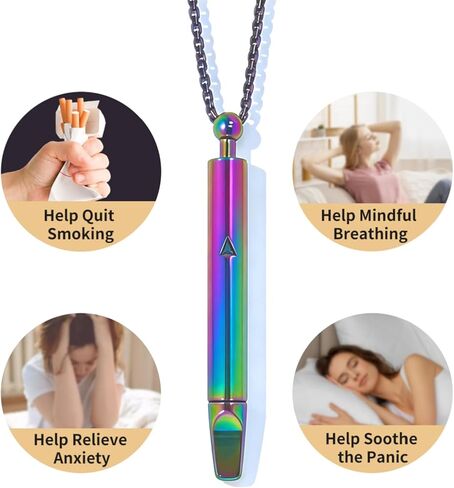 قلادة التنفس لاستبدال العادة السيئة مع 12 قطعة من النوى القابلة لإعادة الملء في 4 نكهات، قلادة منعشة لدعم العادة لتخفيف التوتر، قلادة تململ لدعم العادة للبالغين (قوس قزح) in Kuwait