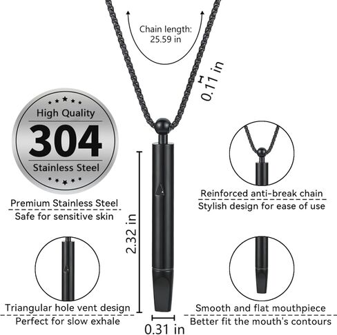 قلادة التنفس لاستبدال العادة السيئة مع 12 قطعة من النوى القابلة لإعادة الملء في 4 نكهات، قلادة منعشة لدعم العادة لتخفيف التوتر، قلادة تململ لدعم العادة للبالغين (أسود) in Kuwait