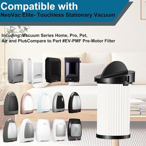 قطعتان من قطع غيار فلتر المحرك المسبق للمكنسة الكهربائية الثابتة EyeVac Home وPro وPet وAir وPlus وNeoVac Elite، تناسب الجزء # EV-PMF وEV-EF، ترشيح عالي الكفاءة للشعر ووبر الحيوانات الأليفة in Kuwait