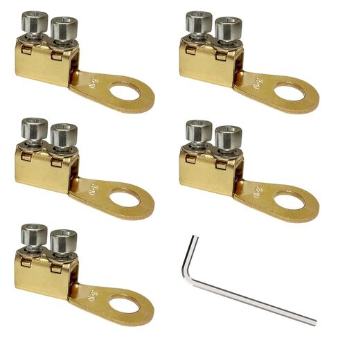 GKG 5Pcs 8-1/0AWG Heavy Duty Battery Lugs, Battery Cable Ends, Ring Terminals, Battery Terminal Connectors Lugs, Crimpless Dual Bolt-On Wire Lugs for Automotive, Marine, and Solar Power Applications in Saudi Arabia