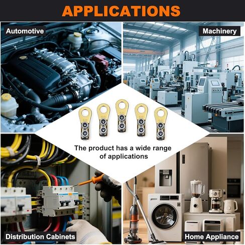 GKG 5Pcs 8-1/0AWG Heavy Duty Battery Lugs, Battery Cable Ends, Ring Terminals, Battery Terminal Connectors Lugs, Crimpless Dual Bolt-On Wire Lugs for Automotive, Marine, and Solar Power Applications in Saudi Arabia