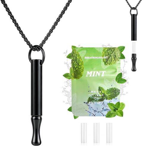 Breathing Necklace for Mindfulness & Anxiety Relief,Adjustable Stainless Steel Pendant with Refillable Mint Pods, Fidget Focus Tool - Adult Stress Management Meditation Gift in Saudi Arabia