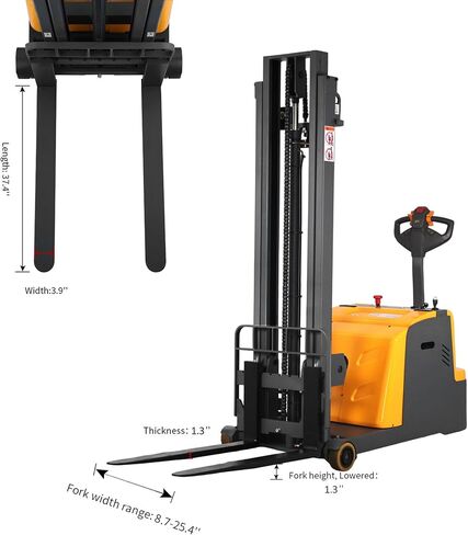 Tory Carrier Counterbalanced Full Electric Stacker Material Lift 2200lbs Capacity Straddle Forks 118" Lifting Height in Saudi Arabia