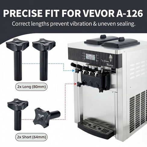 قطع غيار ماكينة الآيس كريم الناعمة M8، 4 عبوات من صواميل التثبيت الصلبة على شكل نجمة، 2 طويلة (80 مم) و2 قصيرة (64 مم)، مادة ABS ملولبة بالنحاس in Kuwait