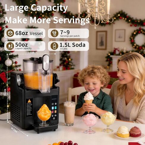 Slushie Machine& Soft Serve Ice Cream Maker, Slushie Machine for Home,Frozen Drink Machine, No Ice Needed, Self Cleaning Slushy Machine, Perfect for Milkshake, Frozen Margaritas, Cocktail and More in Saudi Arabia