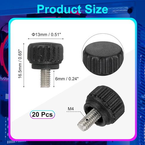20 Pcs Threaded Knurled Thumbscrew, M4 x 6mm Monitor Mount Arm Screws Stainless Steel Clamping Knobs Grip Thumb Screw for Computer TV in Saudi Arabia