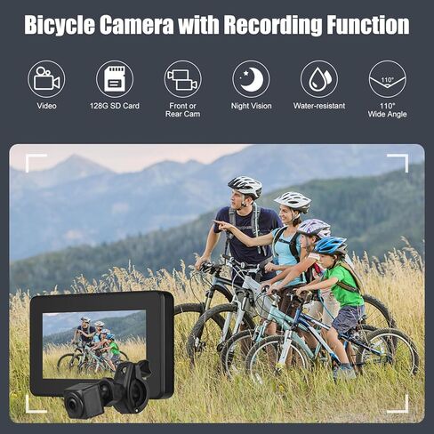 Bike Rear View Camera 1080P with Night Vision, Bike Camera Front & Rear View Wide Angle Lens, Loop Recording, 5000mAh Battery, Bike Accessories for EBike, Mountain in Saudi Arabia