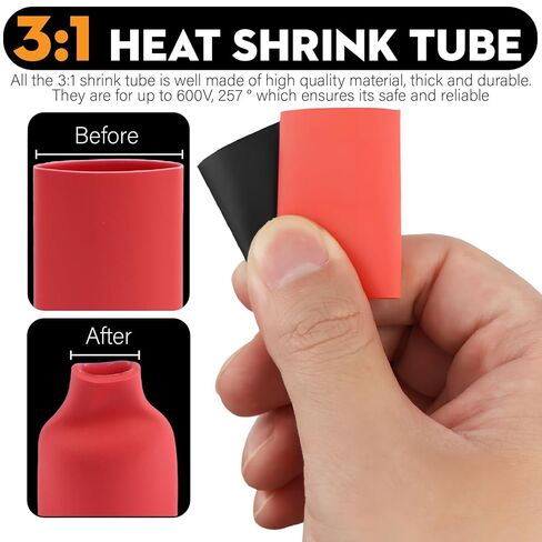 40PCS (1/0 AWG-3/8(M10) 5/16(M8)) Battery Cable Copper Wire Lugs Ends,Battery Terminal Connectors with pcs 3:1 Heat Shrink Tubing (Red & Black) kit in Saudi Arabia