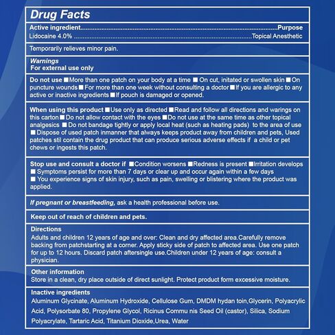 Uposiut Lidocaine 4% Patches, Extra Strength Lidocaine Patches, for Neck, Shoulder, Back, Knee, and Ankle Muscles, 12-Hour Effectiveness - (40 Patches) CPQ0223 in Kuwait