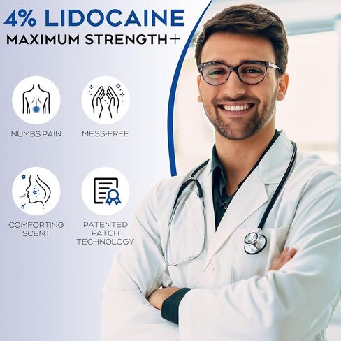 Uposiut Lidocaine 4% Patches, Extra Strength Lidocaine Patches, for Neck, Shoulder, Back, Knee, and Ankle Muscles, 12-Hour Effectiveness - (40 Patches) CPQ0223 in Kuwait