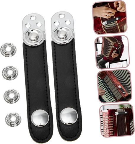 BESTonZON 1set Double-layer Cowhide Accordion Strap Metal Connectors Easy to Install Bellows Belt for Concerts and Practice Fit Replacement Fasteners in Saudi Arabia