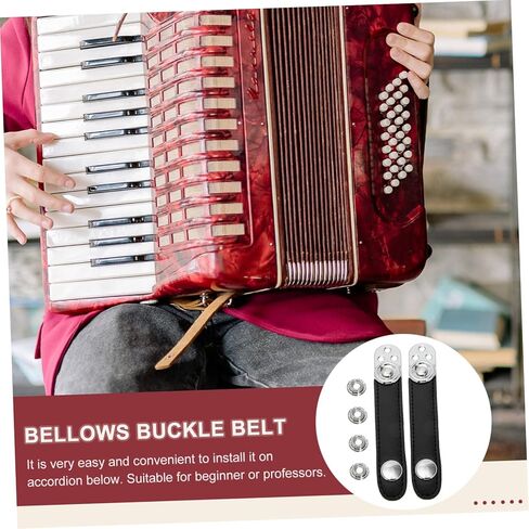 BESTonZON 1set Double-layer Cowhide Accordion Strap Metal Connectors Easy to Install Bellows Belt for Concerts and Practice Fit Replacement Fasteners in Saudi Arabia